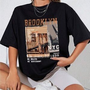 NIP SHEIN Street View And Slogan Graphic Drop Shoulder Tee
